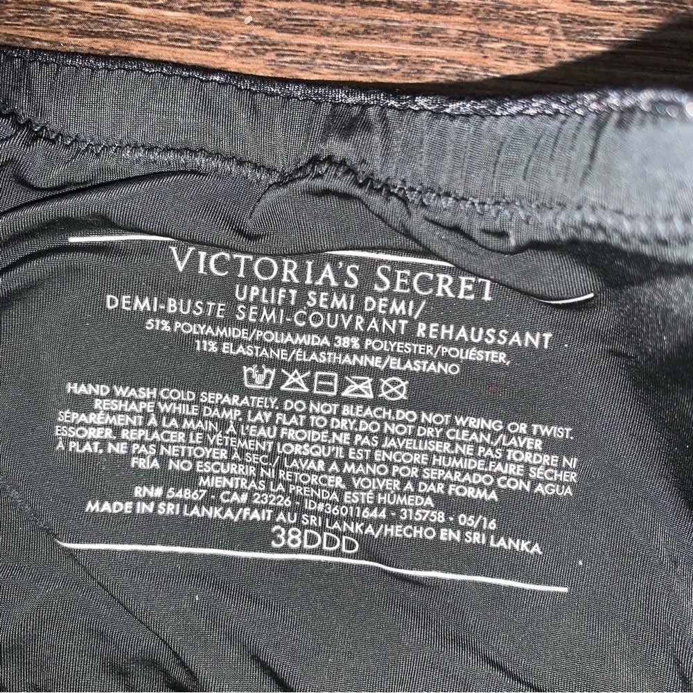 Victoria’s Secret Uplift Semi Demi Size 38DDD/ 38F Charcoal Gray - Picture 5 of 6